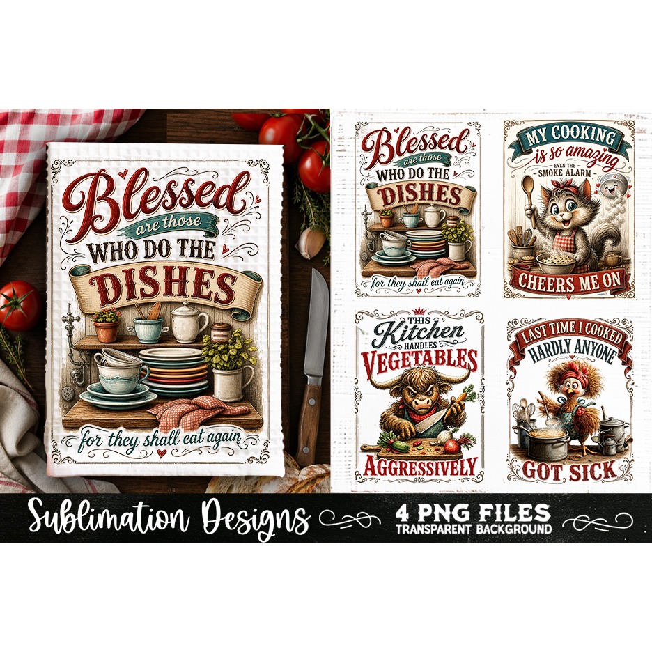 Funny Kitchen Towel 4 PNG Retro PNG Sublimation (19) 2