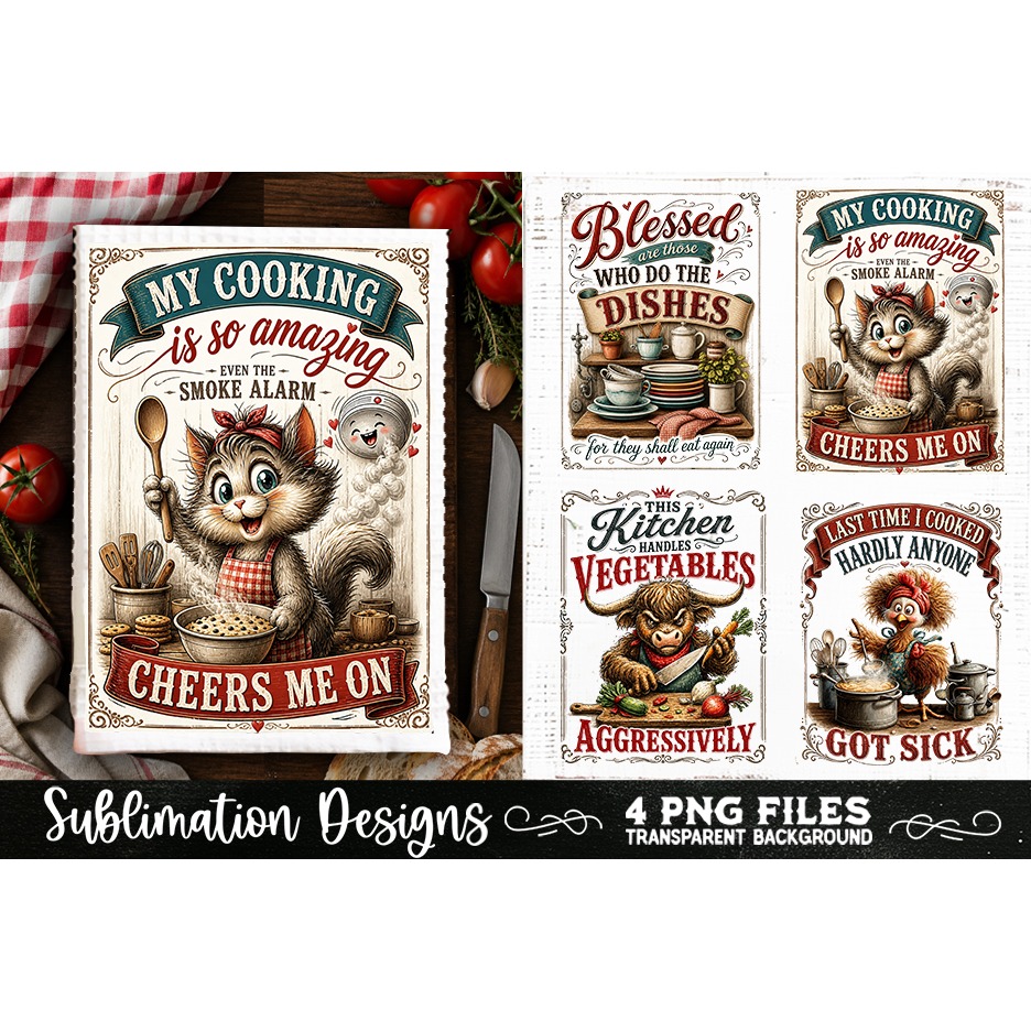 Funny Kitchen Towel 4 PNG Retro PNG Sublimation (19) 3