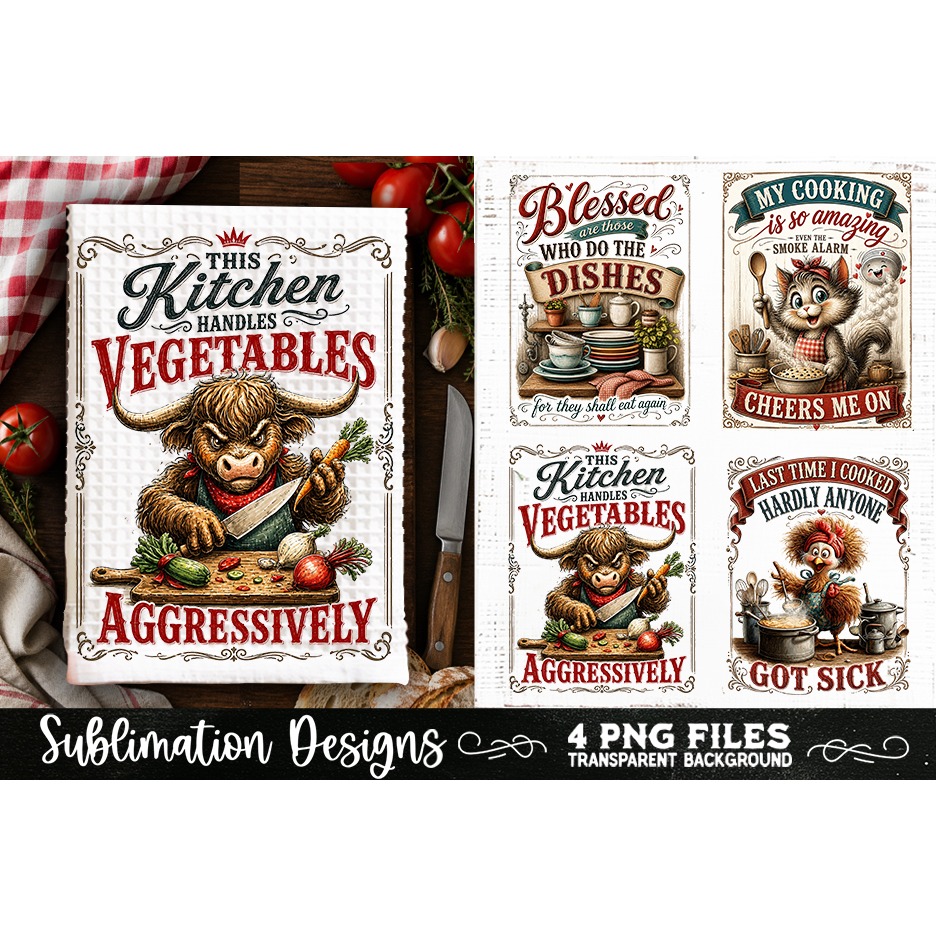 Funny Kitchen Towel 4 PNG Retro PNG Sublimation (19) 4