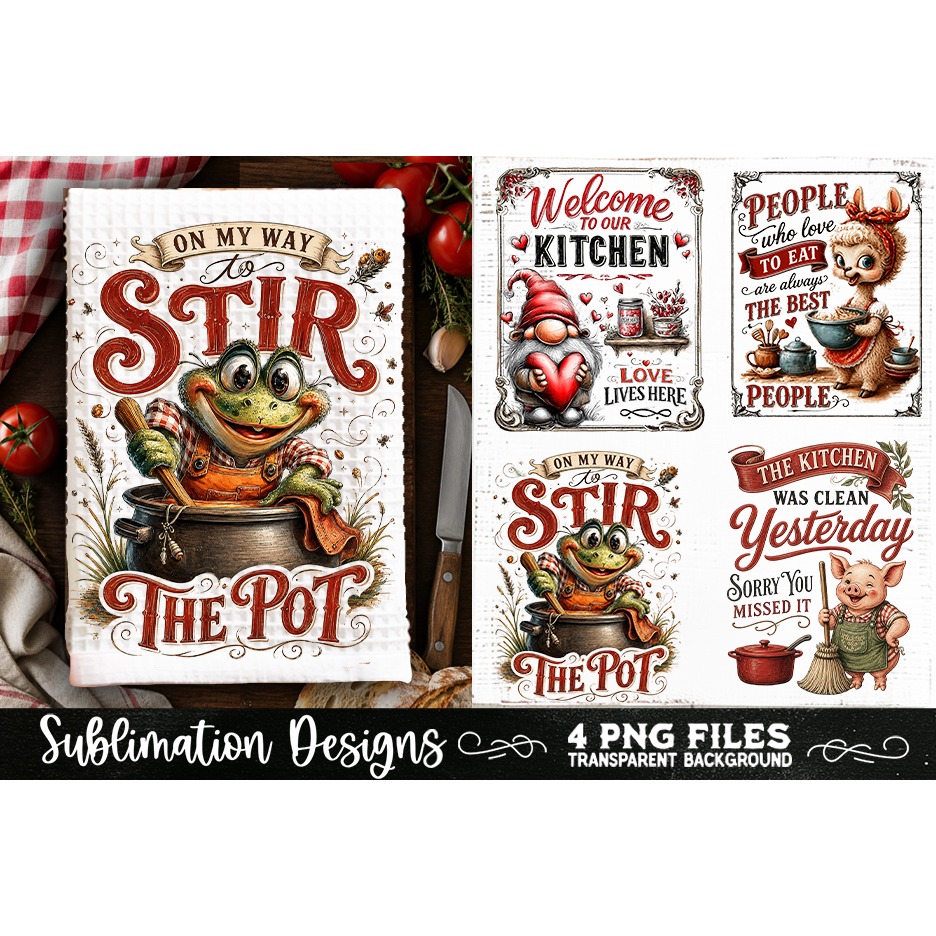 Funny Kitchen Towel 4 PNG Retro PNG Sublimation (2)