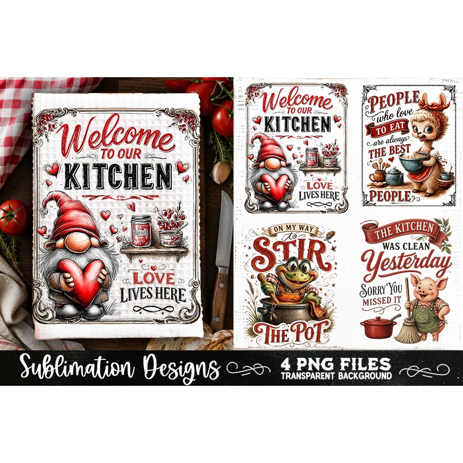 Funny Kitchen Towel 4 PNG Retro PNG Sublimation (2) 2