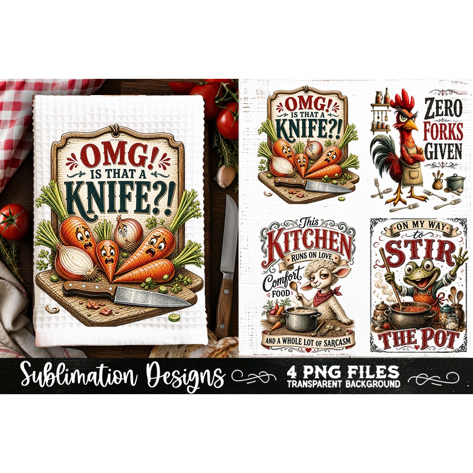 Funny Kitchen Towel 4 PNG Retro PNG Sublimation 3