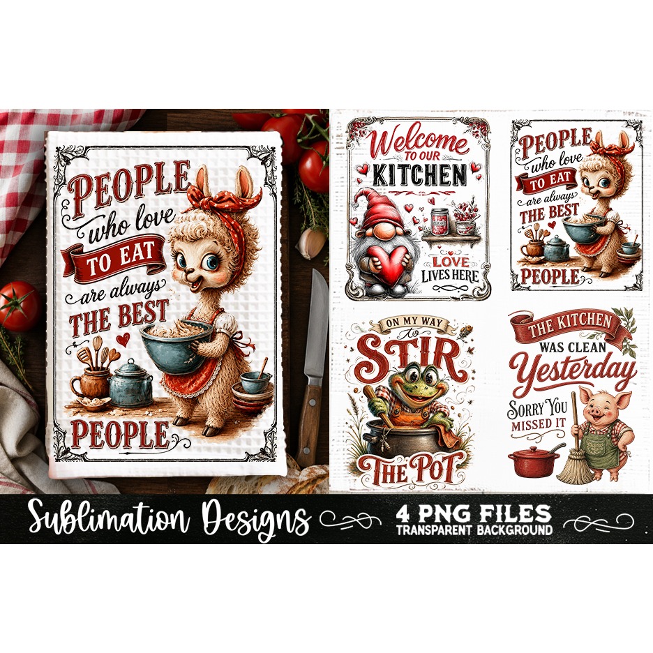 Funny Kitchen Towel 4 PNG Retro PNG Sublimation (2) 3