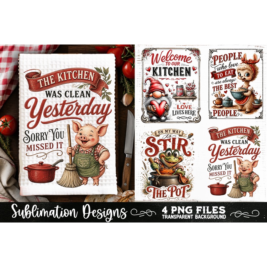 Funny Kitchen Towel 4 PNG Retro PNG Sublimation (2) 4