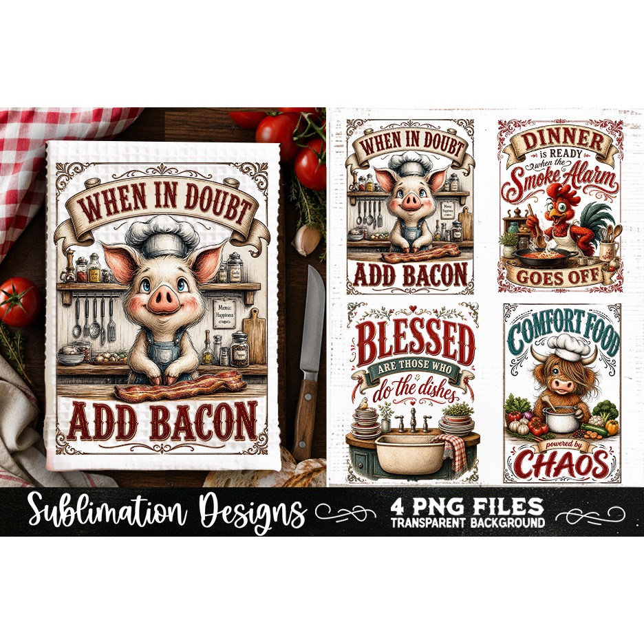 Funny Kitchen Towel 4 PNG Retro PNG Sublimation (20)