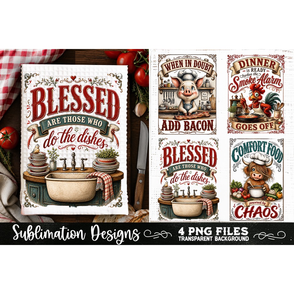 Funny Kitchen Towel 4 PNG Retro PNG Sublimation (20) 2