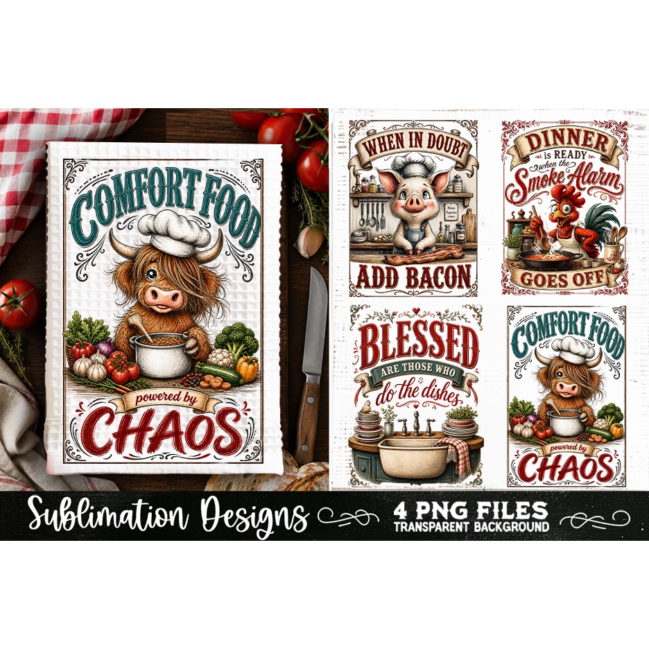 Funny Kitchen Towel 4 PNG Retro PNG Sublimation (20) 3