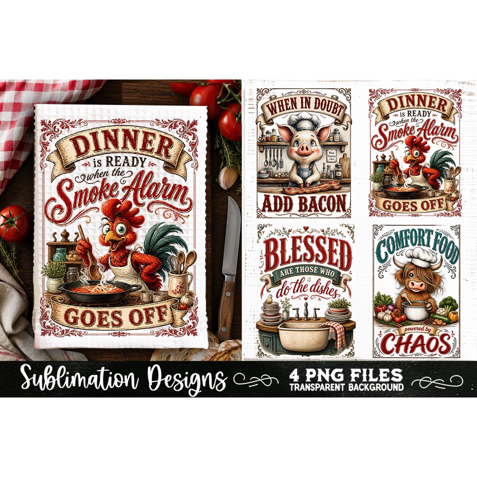 Funny Kitchen Towel 4 PNG Retro PNG Sublimation (20) 4