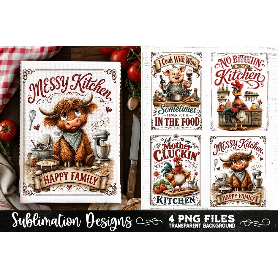 Funny Kitchen Towel 4 PNG Retro PNG Sublimation (21)