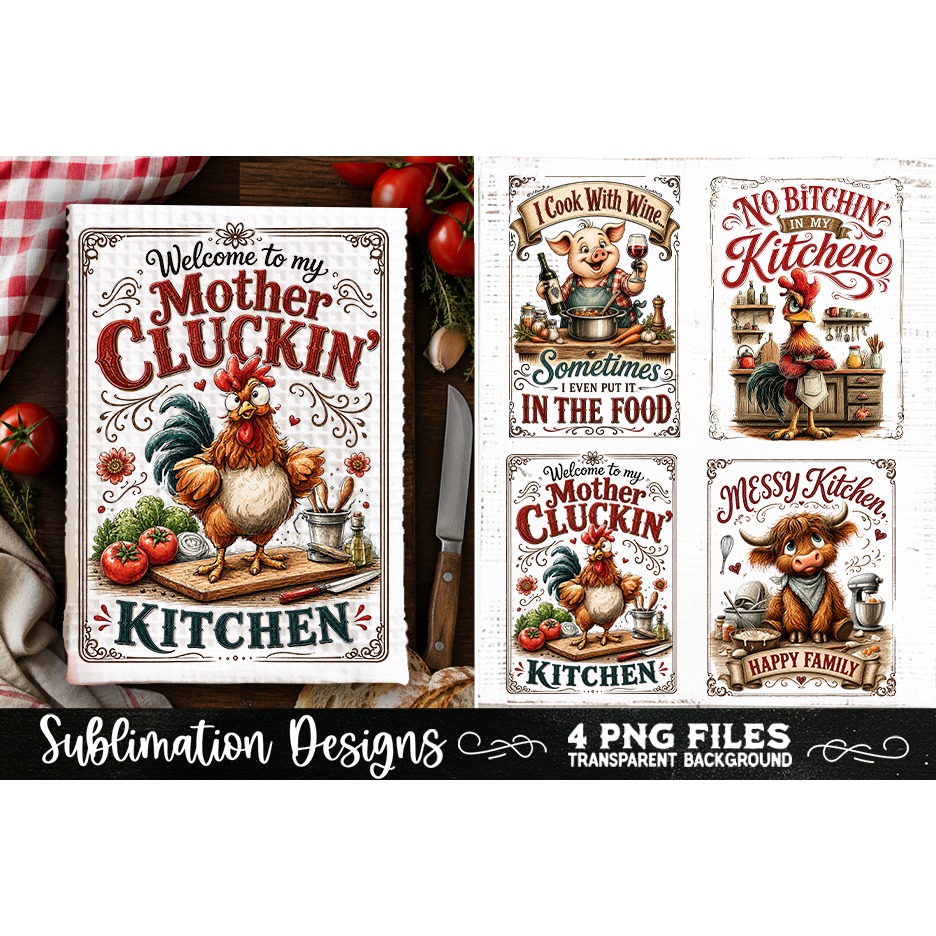 Funny Kitchen Towel 4 PNG Retro PNG Sublimation (21) 2