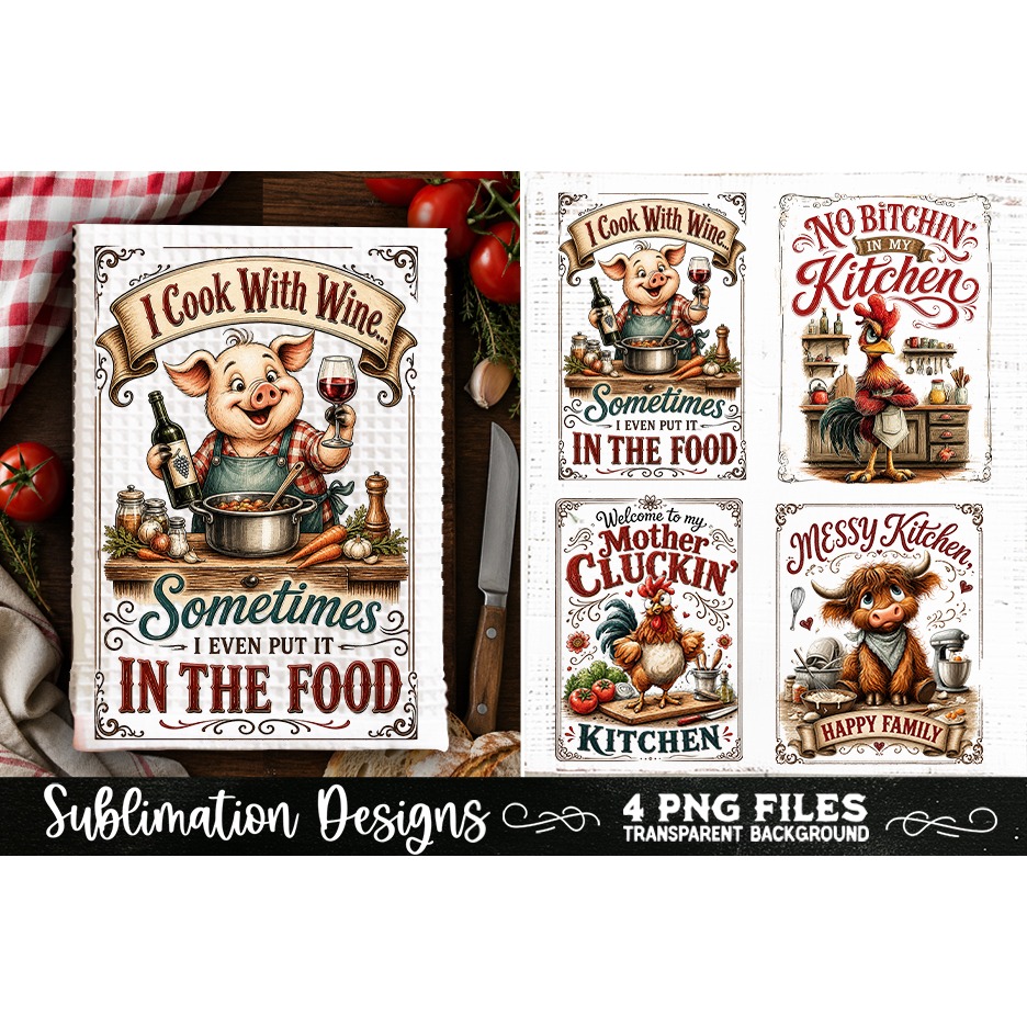 Funny Kitchen Towel 4 PNG Retro PNG Sublimation (21) 4