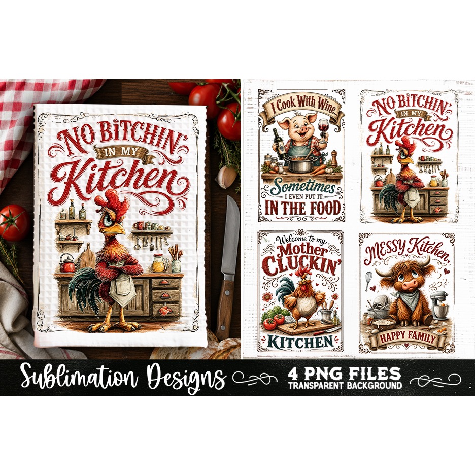 Funny Kitchen Towel 4 PNG Retro PNG Sublimation (21) 5
