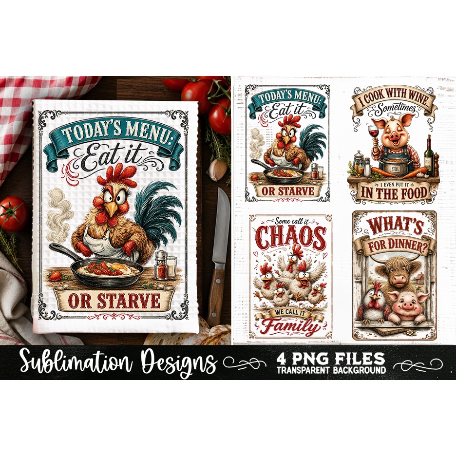 Funny Kitchen Towel 4 PNG Retro PNG Sublimation (22) 2