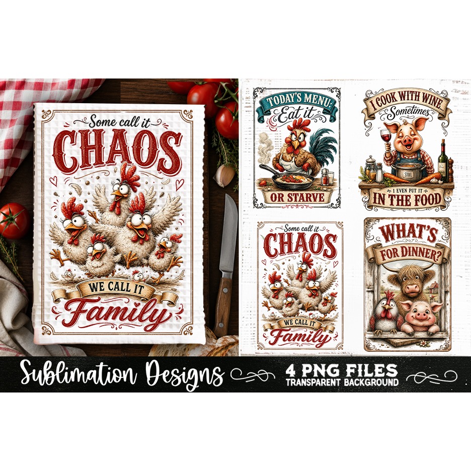 Funny Kitchen Towel 4 PNG Retro PNG Sublimation (22) 3