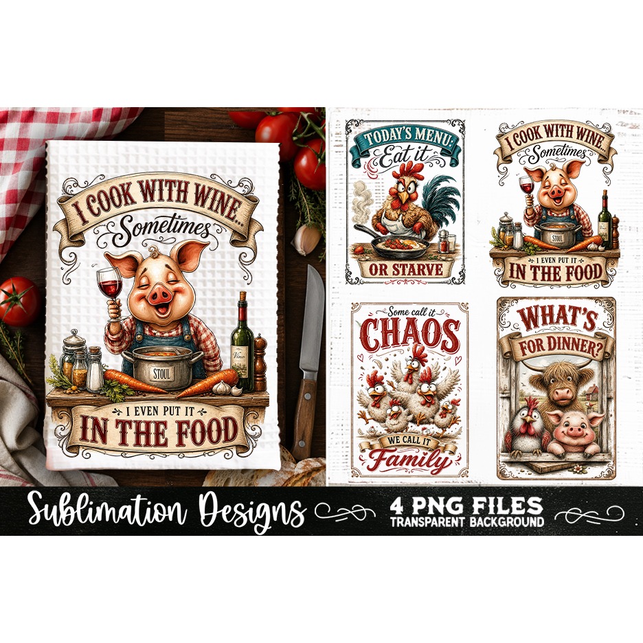 Funny Kitchen Towel 4 PNG Retro PNG Sublimation (22) 4
