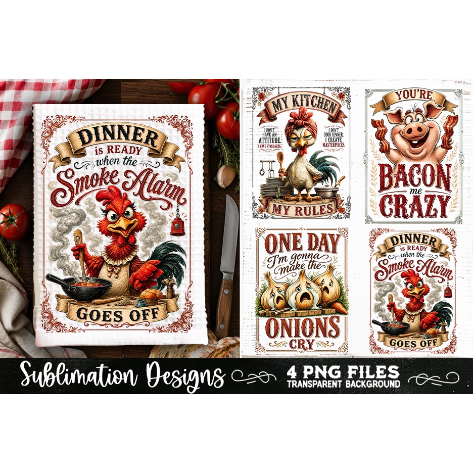 Funny Kitchen Towel 4 PNG Retro PNG Sublimation (23) 2