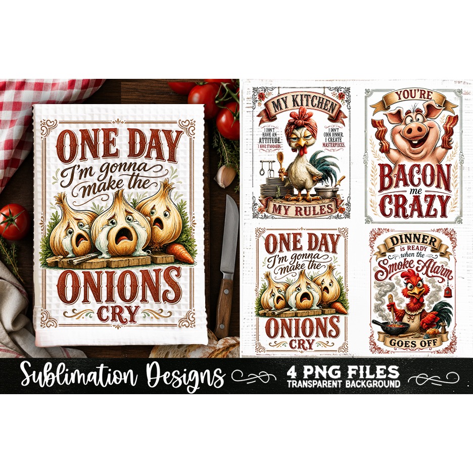 Funny Kitchen Towel 4 PNG Retro PNG Sublimation (23) 3