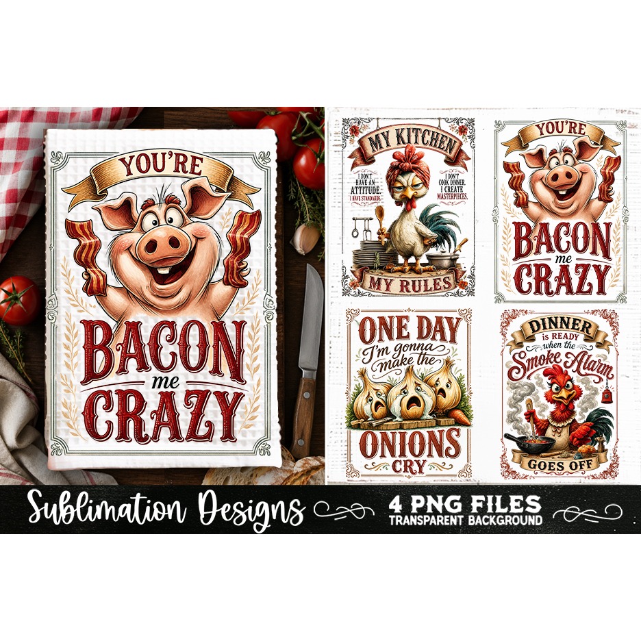 Funny Kitchen Towel 4 PNG Retro PNG Sublimation (23) 4