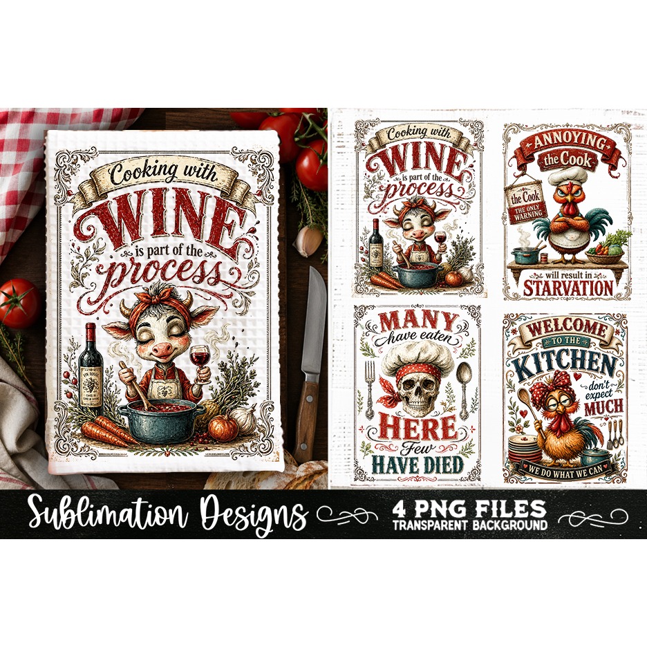 Funny Kitchen Towel 4 PNG Retro PNG Sublimation (24) 2