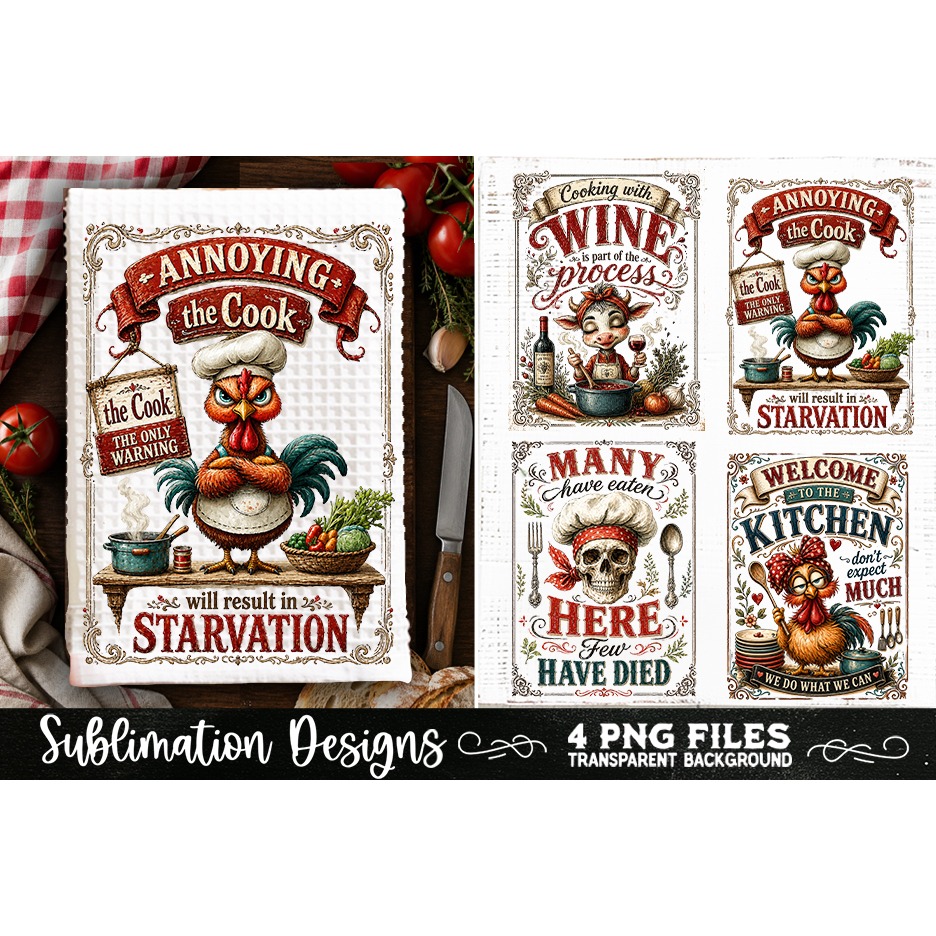 Funny Kitchen Towel 4 PNG Retro PNG Sublimation (24) 4