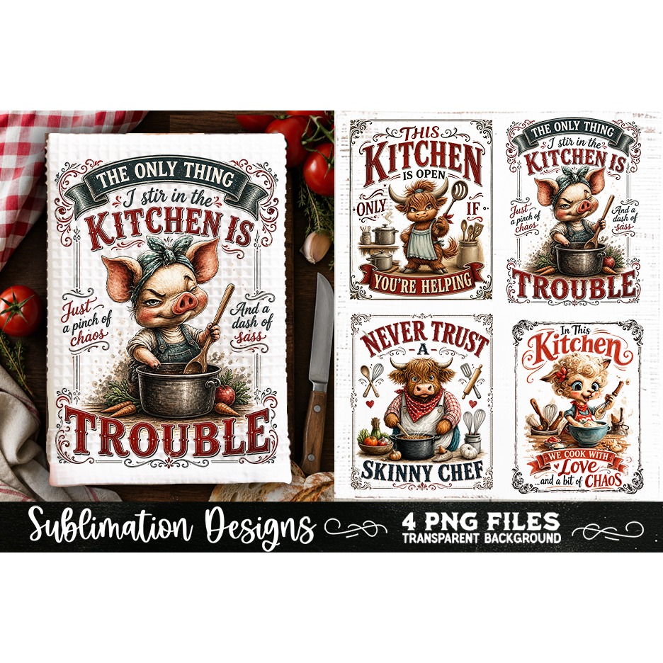 Funny Kitchen Towel 4 PNG Retro PNG Sublimation (3)