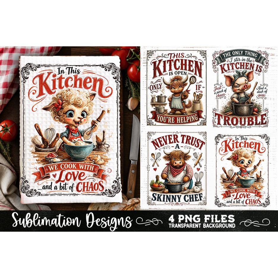 Funny Kitchen Towel 4 PNG Retro PNG Sublimation (3) 2