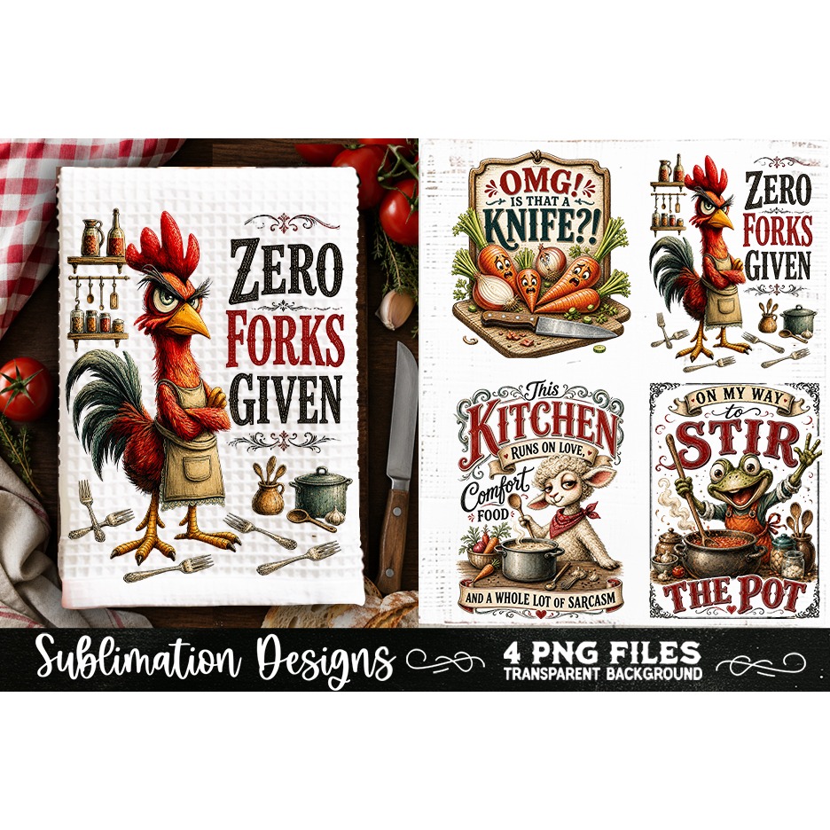 Funny Kitchen Towel 4 PNG Retro PNG Sublimation 4