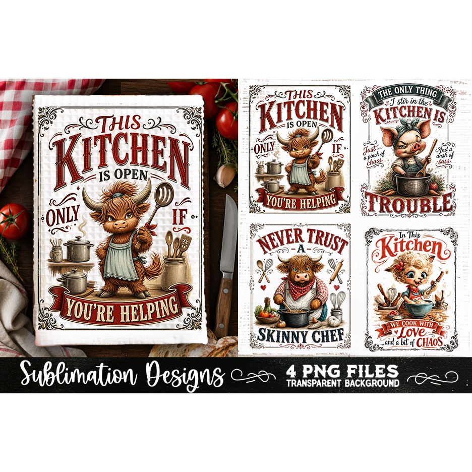 Funny Kitchen Towel 4 PNG Retro PNG Sublimation (3) 3