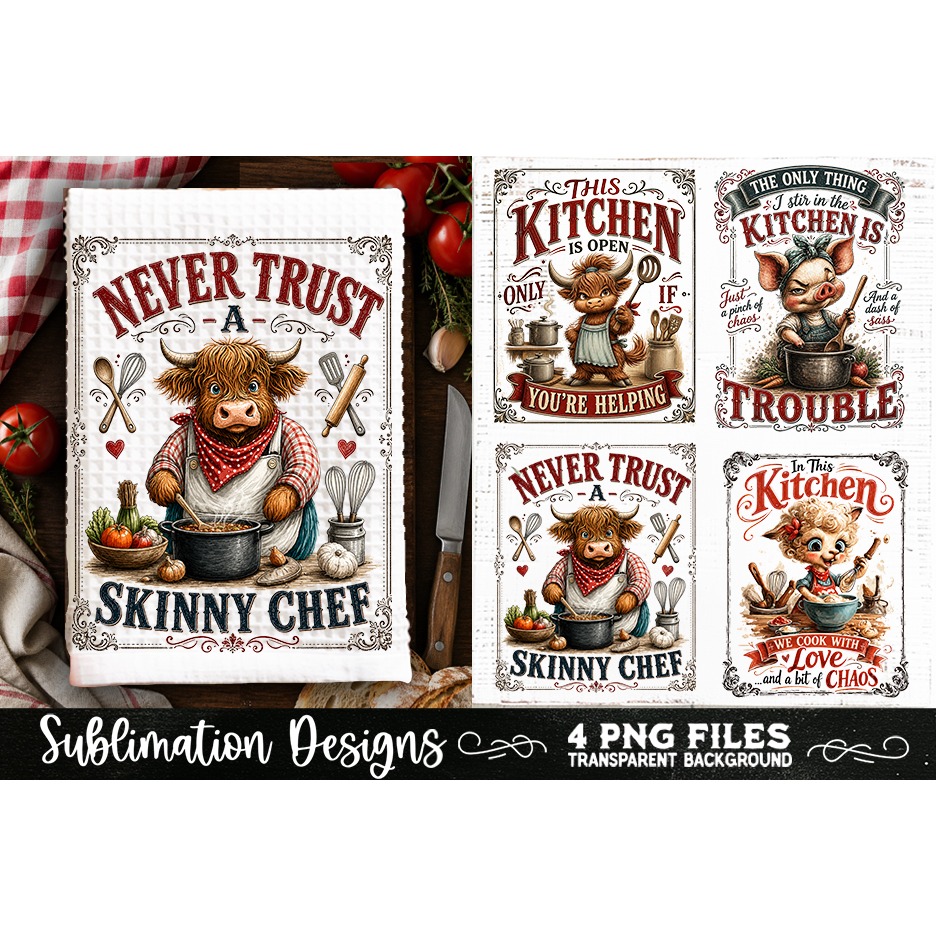 Funny Kitchen Towel 4 PNG Retro PNG Sublimation (3) 4