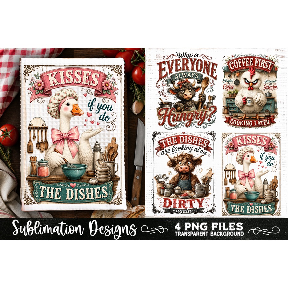 Funny Kitchen Towel 4 PNG Retro PNG Sublimation (4) 2