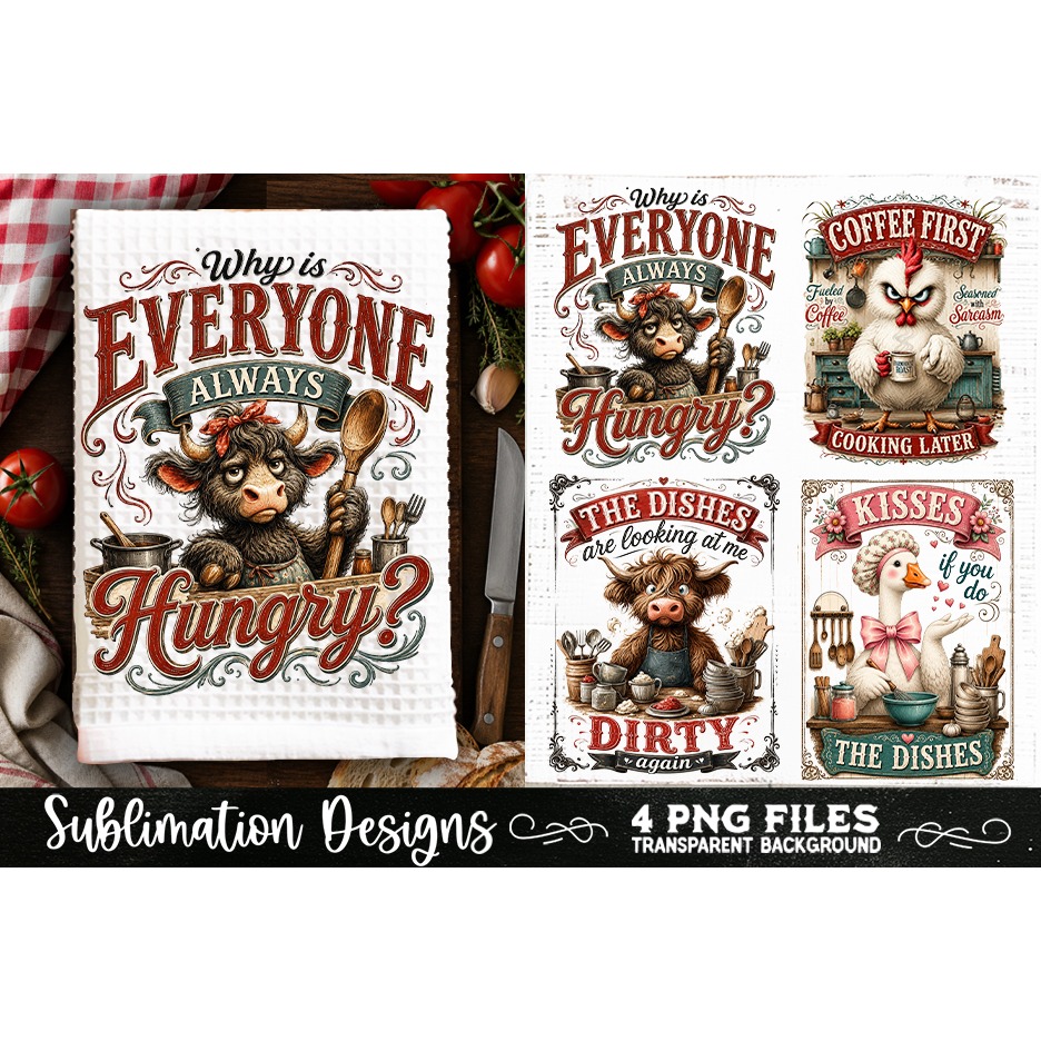 Funny Kitchen Towel 4 PNG Retro PNG Sublimation (4) 3