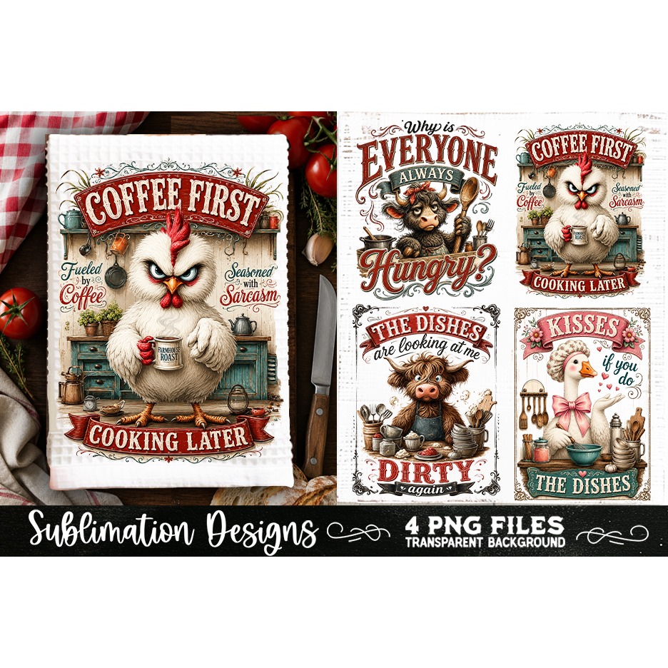 Funny Kitchen Towel 4 PNG Retro PNG Sublimation (4) 4