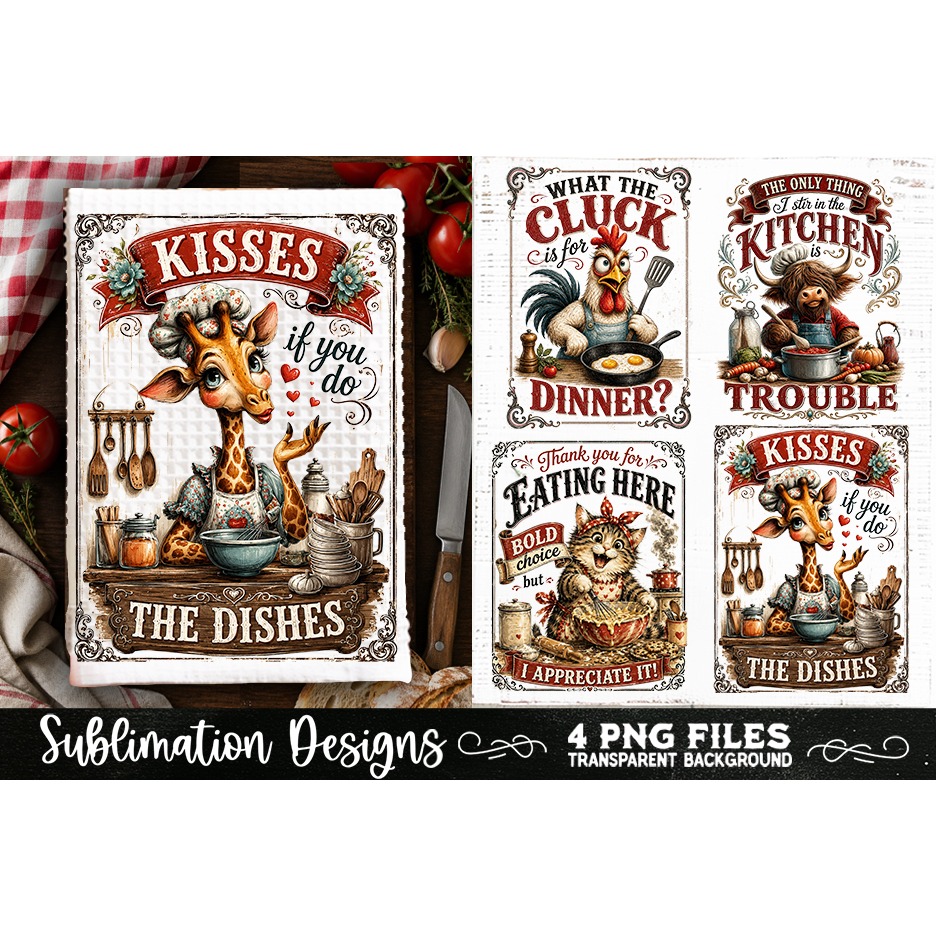 Funny Kitchen Towel 4 PNG Retro PNG Sublimation (5)