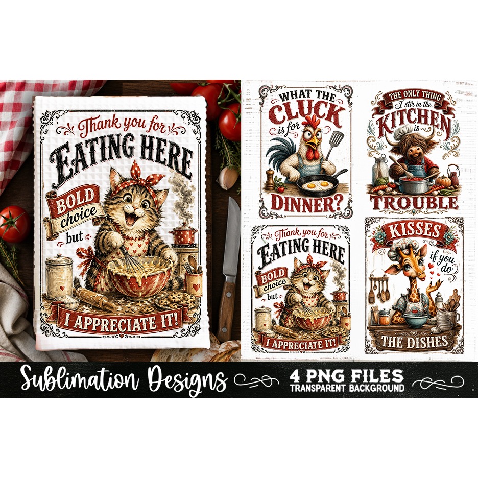 Funny Kitchen Towel 4 PNG Retro PNG Sublimation (5) 2