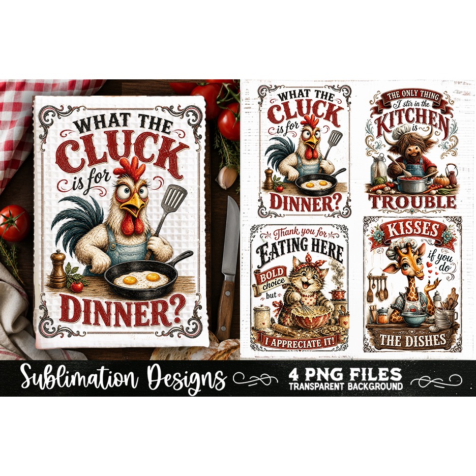 Funny Kitchen Towel 4 PNG Retro PNG Sublimation (5) 3