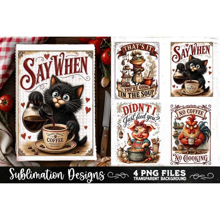 Funny Kitchen Towel 4 PNG Retro PNG Sublimation (6)