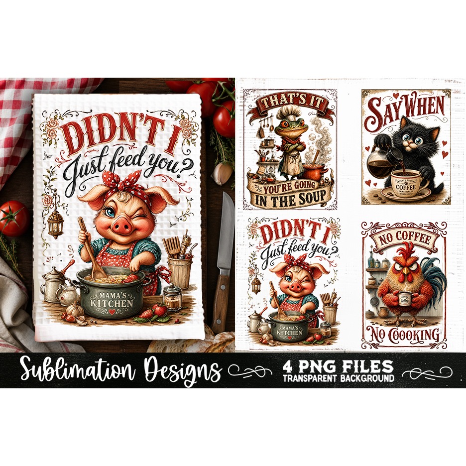 Funny Kitchen Towel 4 PNG Retro PNG Sublimation (6) 3