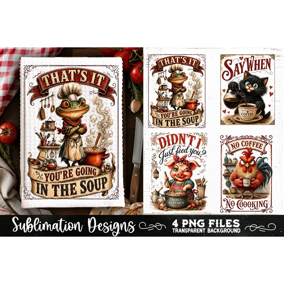 Funny Kitchen Towel 4 PNG Retro PNG Sublimation (6) 4
