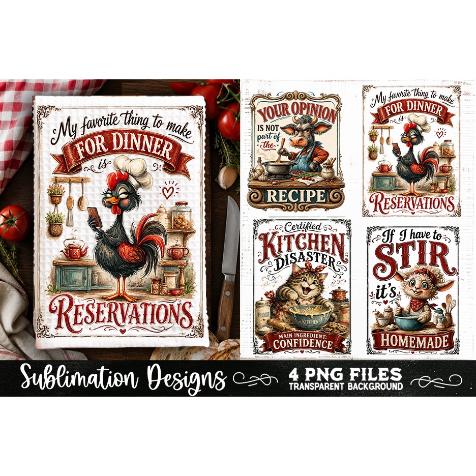 Funny Kitchen Towel 4 PNG Retro PNG Sublimation (7)