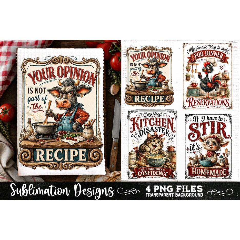 Funny Kitchen Towel 4 PNG Retro PNG Sublimation (7) 2