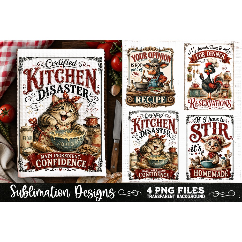 Funny Kitchen Towel 4 PNG Retro PNG Sublimation (7) 3