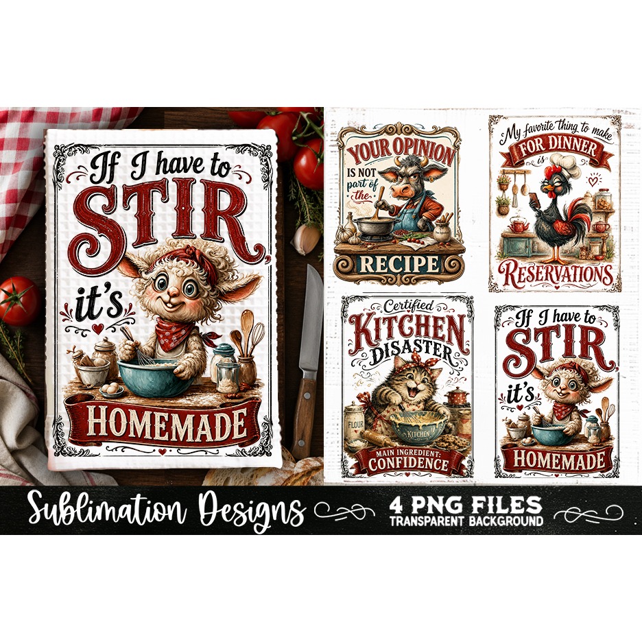 Funny Kitchen Towel 4 PNG Retro PNG Sublimation (7) 4