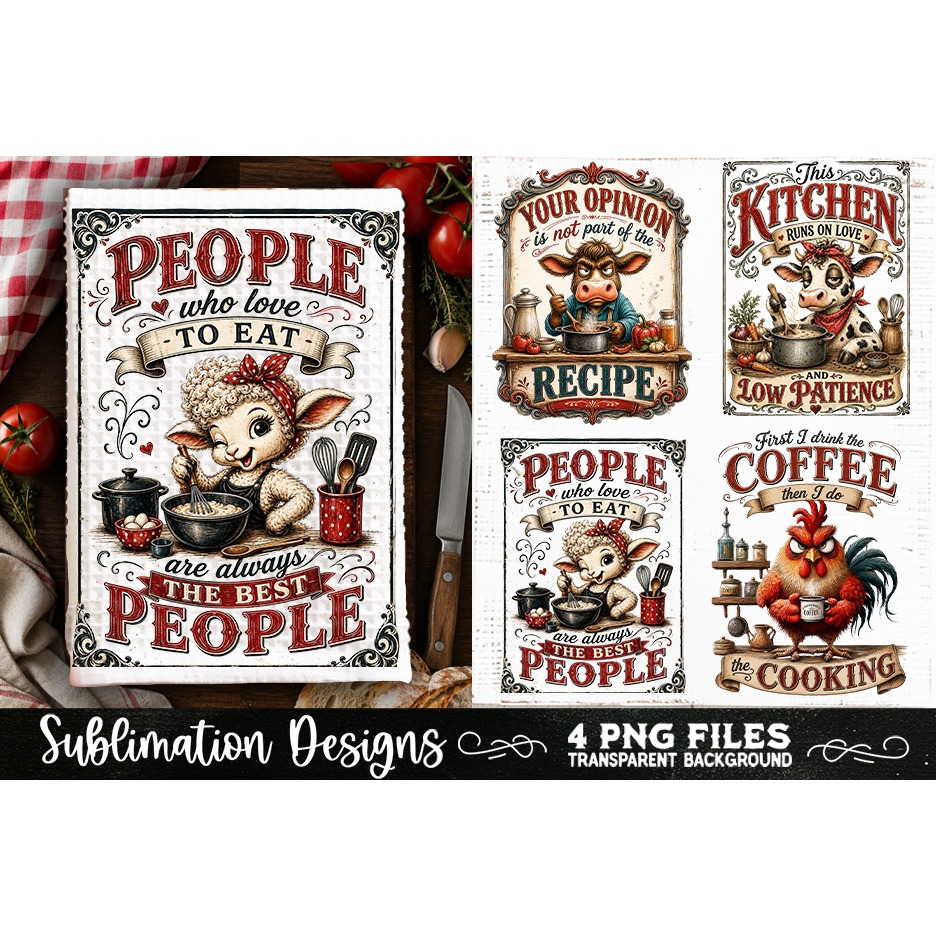 Funny Kitchen Towel 4 PNG Retro PNG Sublimation (8)