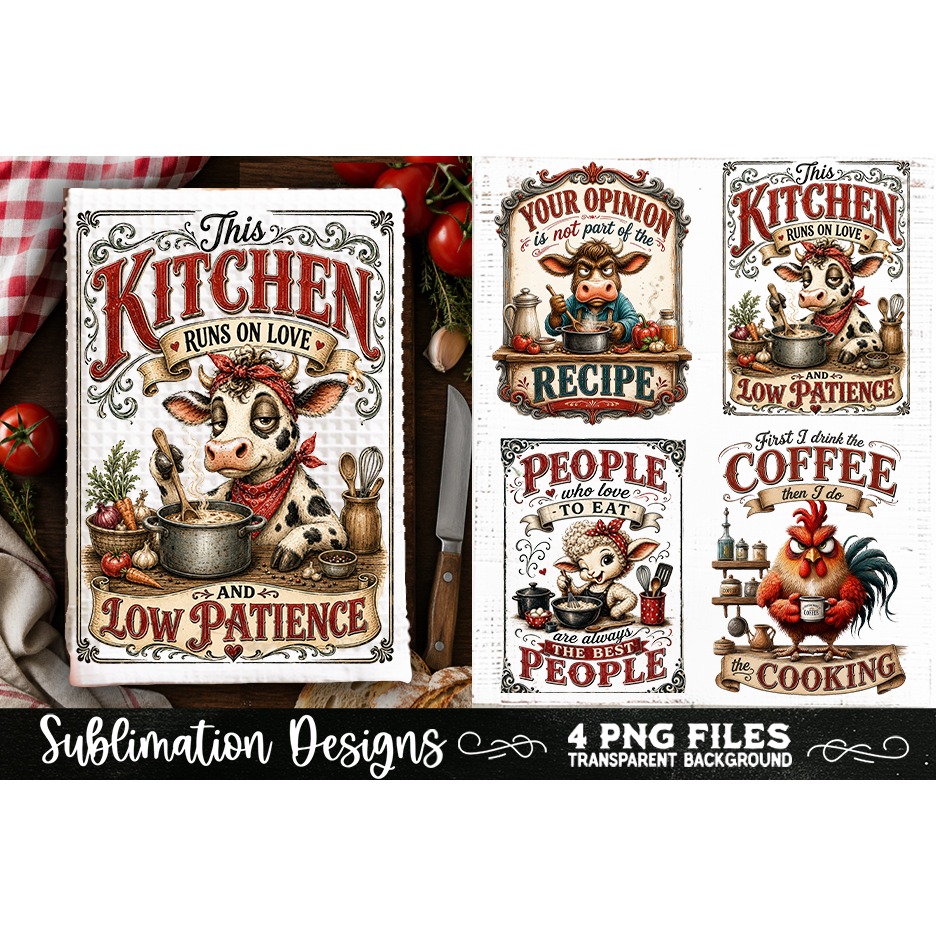 Funny Kitchen Towel 4 PNG Retro PNG Sublimation (8) 2