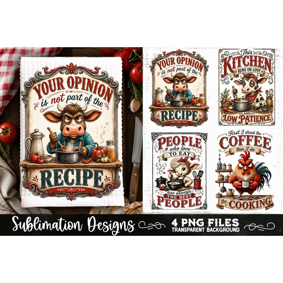 Funny Kitchen Towel 4 PNG Retro PNG Sublimation (8) 3