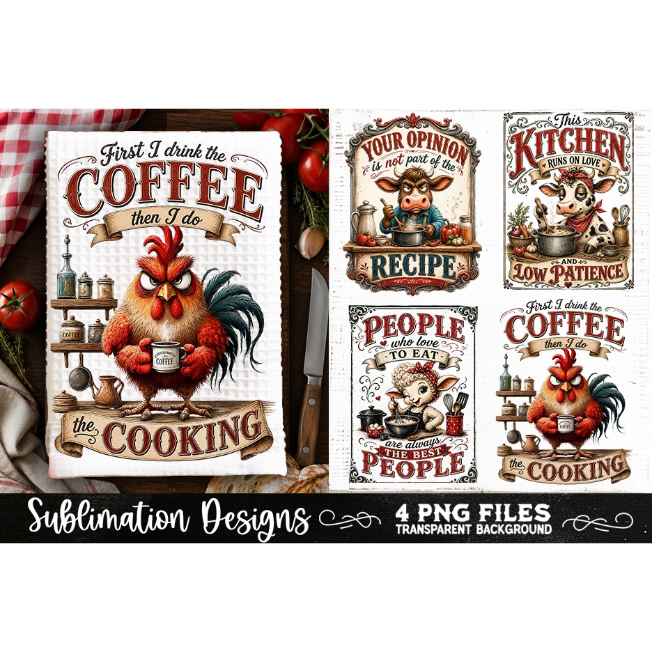 Funny Kitchen Towel 4 PNG Retro PNG Sublimation (8) 4
