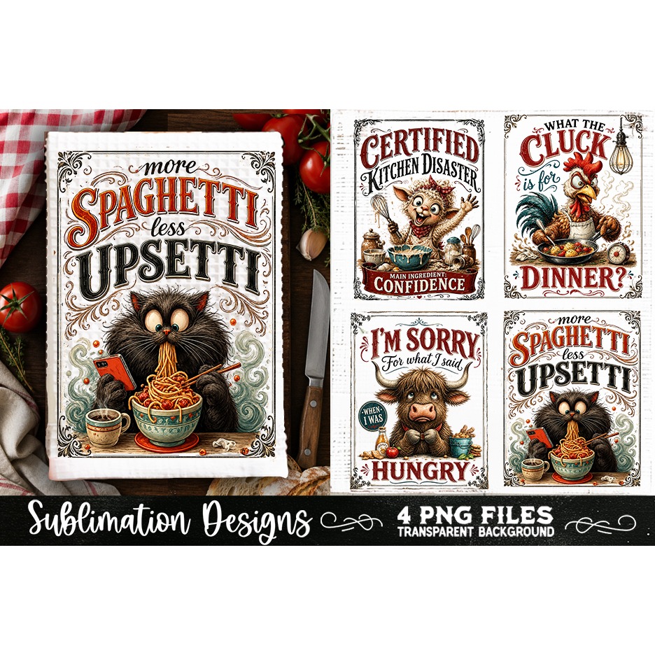 Funny Kitchen Towel 4 PNG Retro PNG Sublimation (9)
