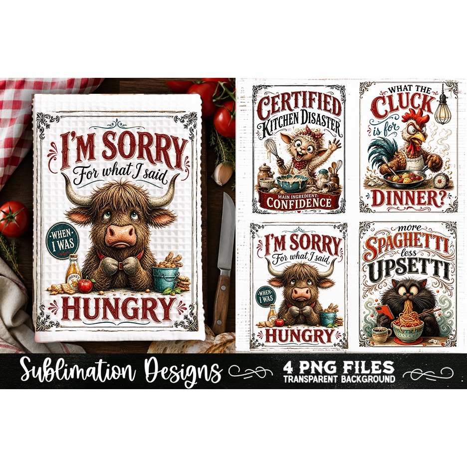 Funny Kitchen Towel 4 PNG Retro PNG Sublimation (9) 2