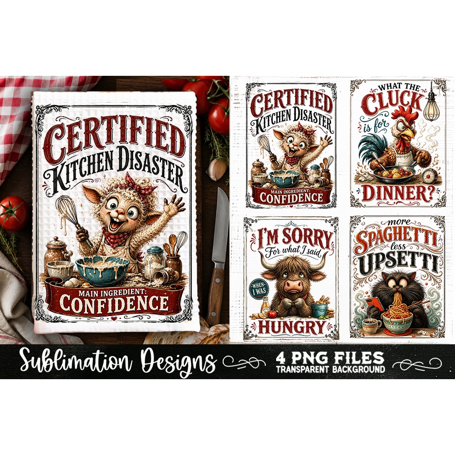 Funny Kitchen Towel 4 PNG Retro PNG Sublimation (9) 3