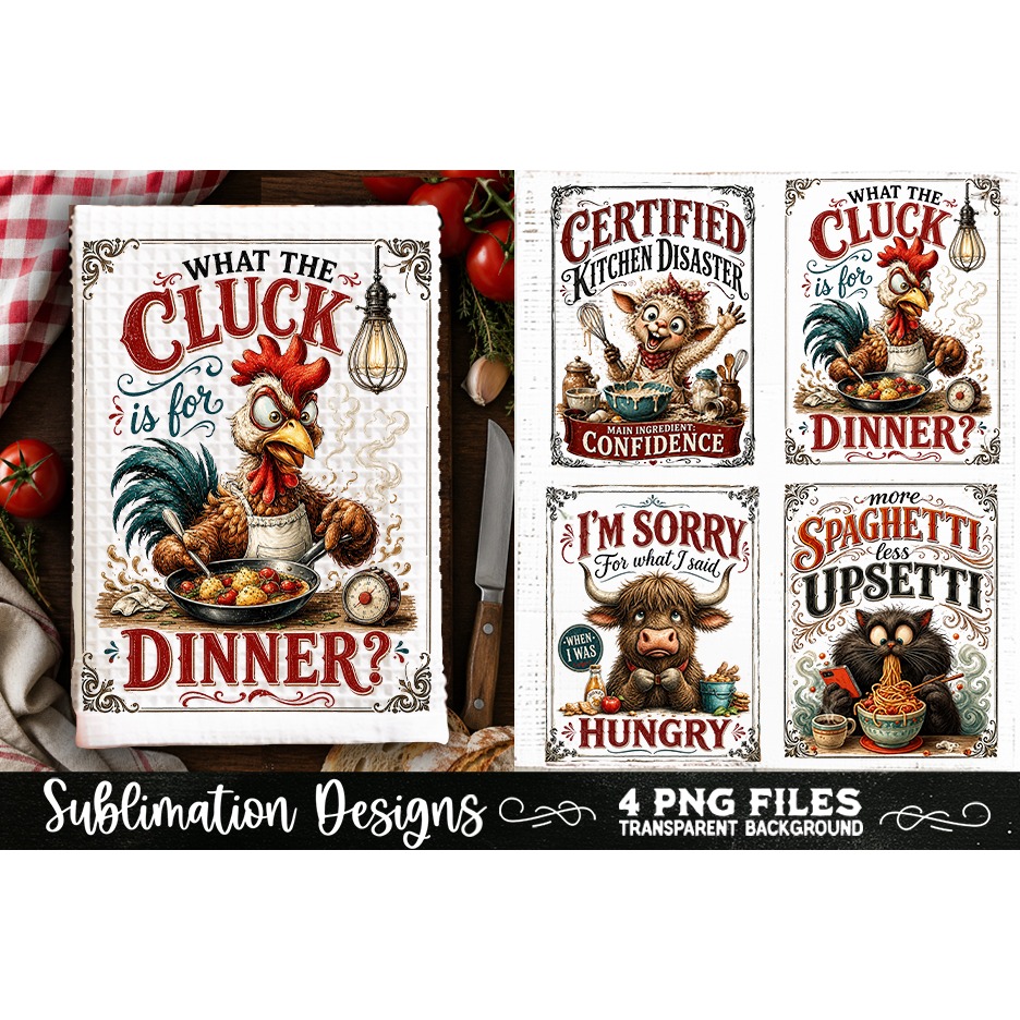 Funny Kitchen Towel 4 PNG Retro PNG Sublimation (9) 4